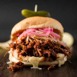 Slow Cooker Pulled Pork Sandwiches with Pickled Red Onions