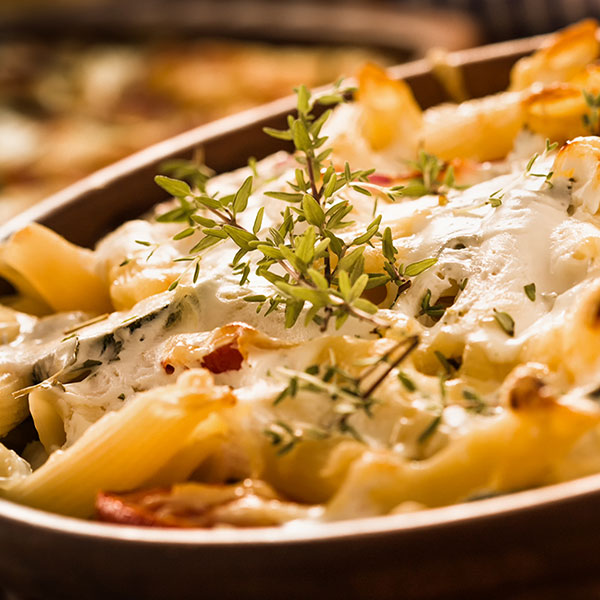 Creamy Baked Penne with Onions