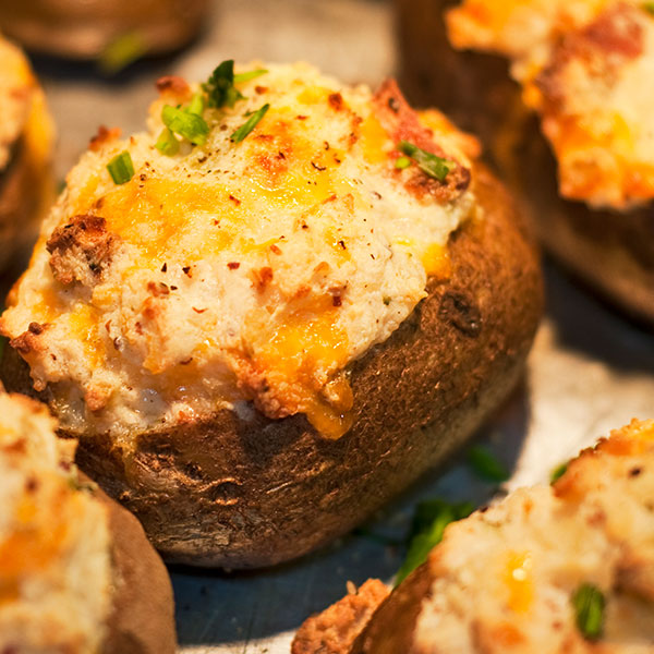 Twice Baked Potatoes with Caramelized Onions and Spinach