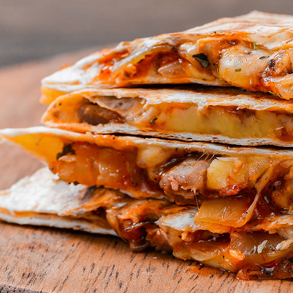 BBQ Chicken Quesadillas with Caramelized Onions