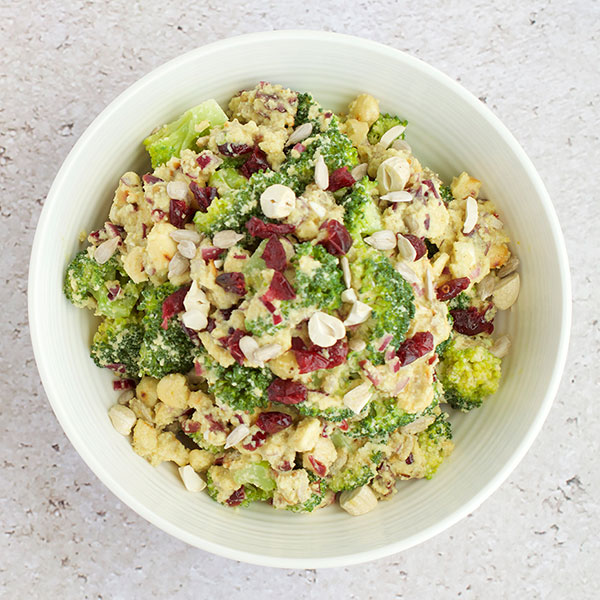 Broccoli Salad with Cashew Curry Dressing