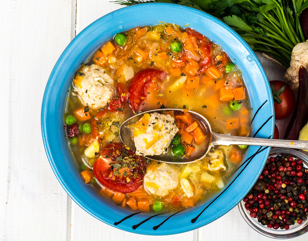 Chicken Meatball and Veggie Soup