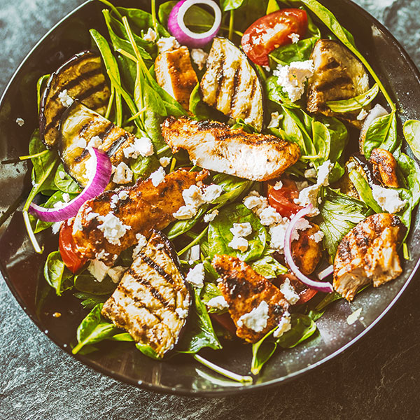 Chicken Salad with Grilled Eggplant