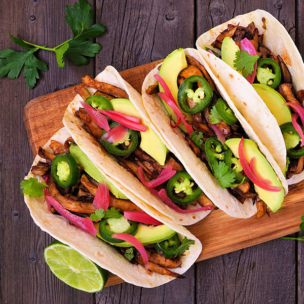 Grilled Mushroom Tacos with Quick Pickled Onions