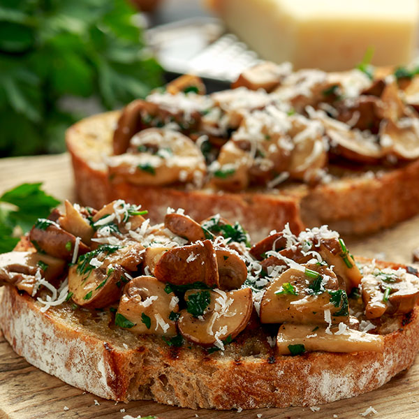Grilled Mushrooms and Onions on Toast