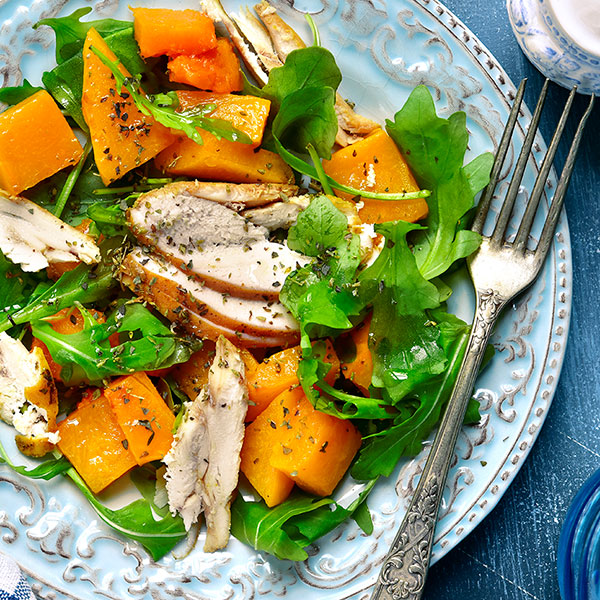 Chicken Salad with Roasted Butternut Squash and Apple Cider Vinaigrette