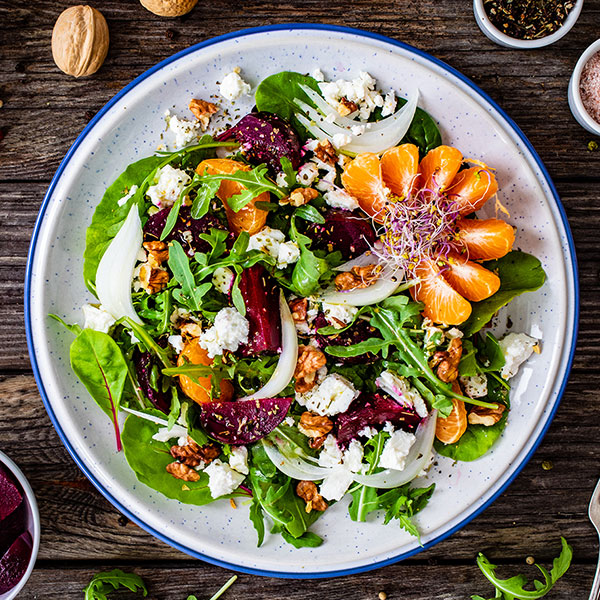 Roasted Beet and Goat Cheese Salad with Orange Vinaigrette