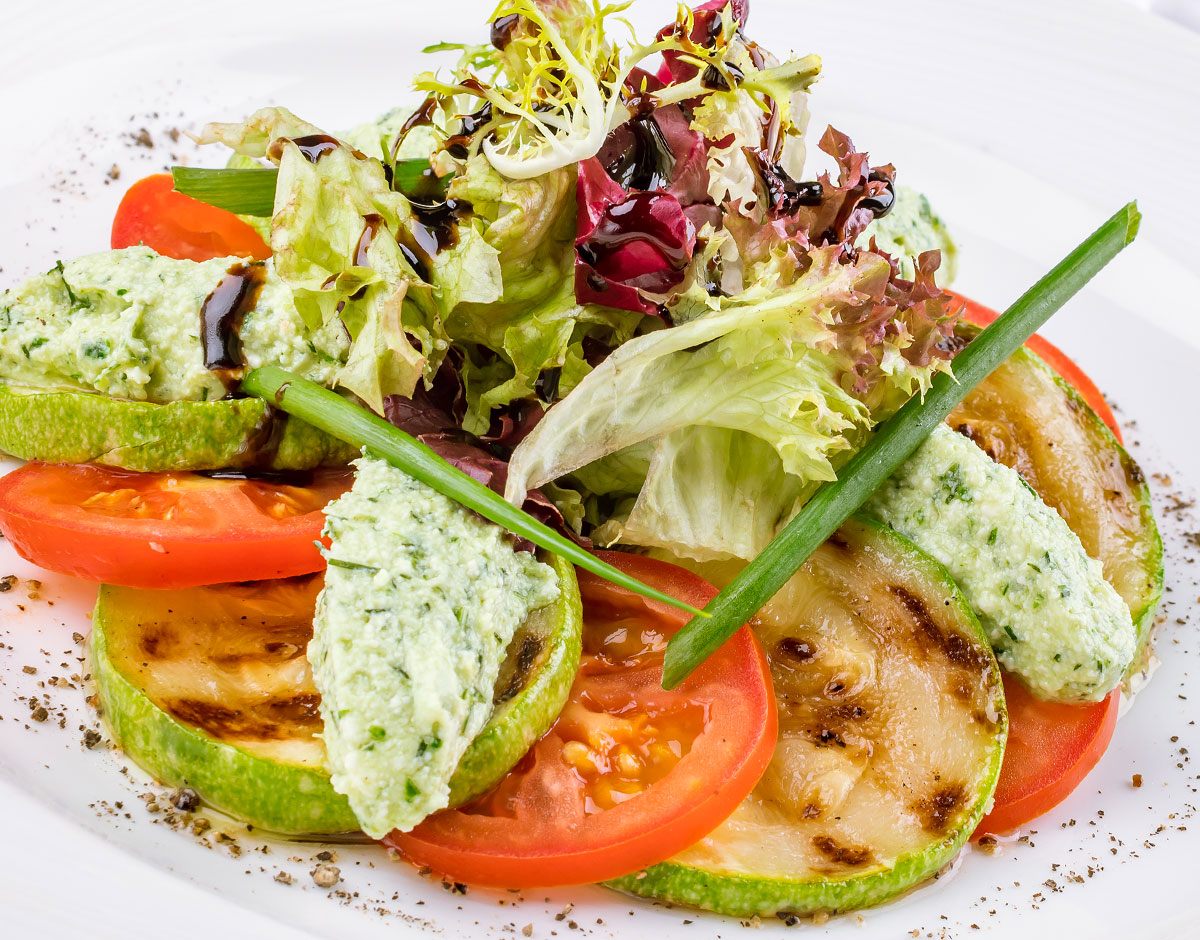 Grilled Summer Veggie Salad with Herbed Goat Cheese