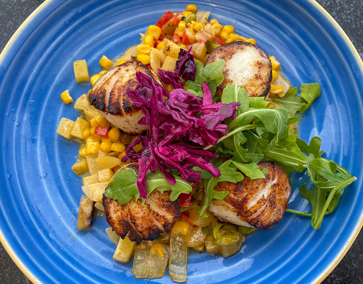 Seared Scallops with Summer Veggies