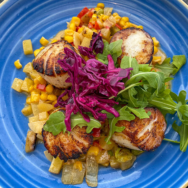 Seared Scallops with Summer Veggies