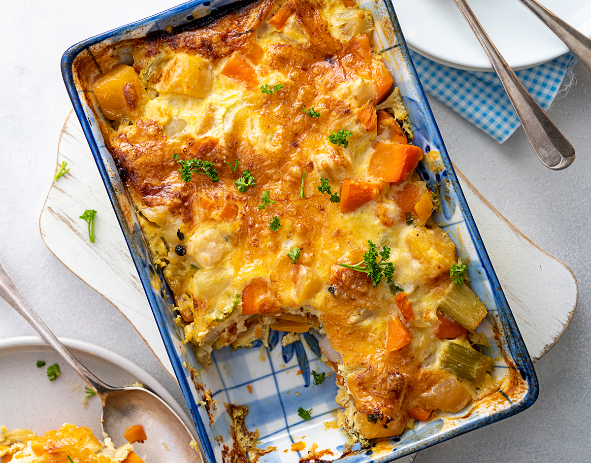 Sweet Potato and Fennel Gratin with Caramelized Onions