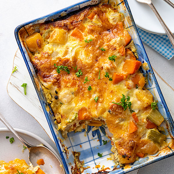 Sweet Potato and Fennel Gratin with Caramelized Onions