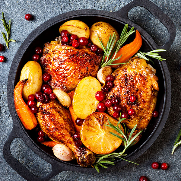 Roasted Chicken with Herbs and Cranberries