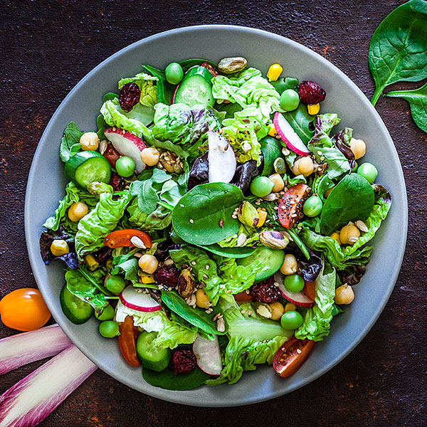 Healthy Mixed Green Salad with Classic Vinaigrette